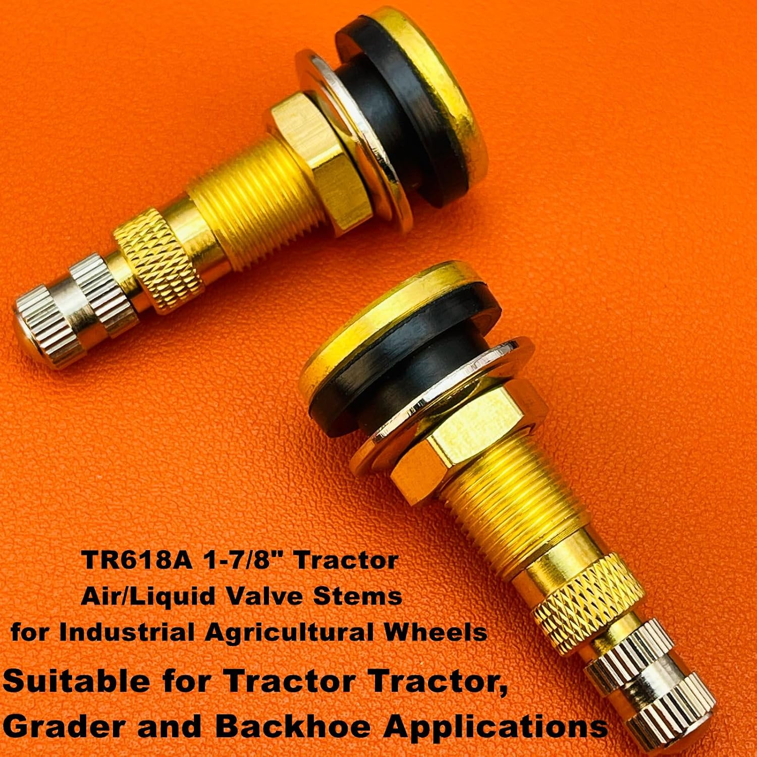 TR618A Tire Valve Stems,Tubeless Air Liquid Tractor Valve Stems for Tubeless Tires, Industrial Agricultural Wheels, Clamp-In Tire Valve Stems (Pack of 2) image number 1