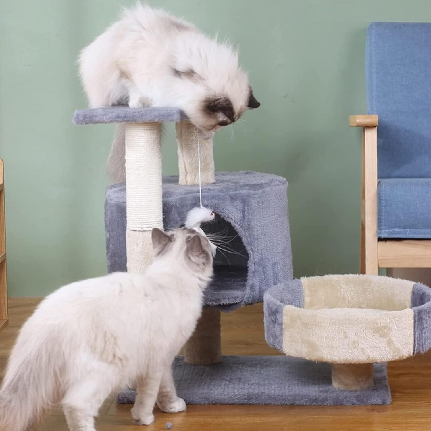 Mumoo Cat 145Cm Cat Tree Kitten Tower Cat Climbing Ladder Sisal Covered Pet Luxury Apartment Furniture for Kittens to Play in the Cat House (Grey) image number 1