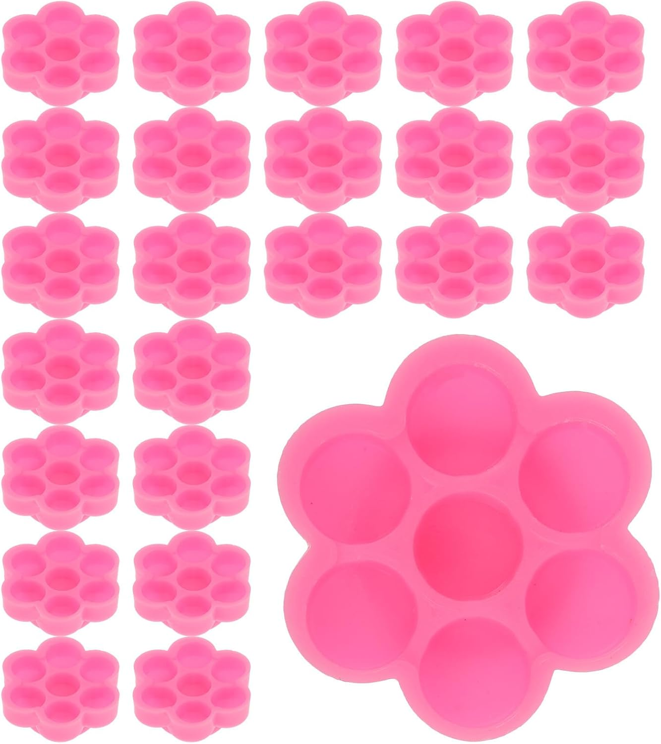 MALUGOGO 200Pcs Eyelash Extension Glue Cups Flower Shape Adhesive Liquid Container Holder Nail Polish Mixing Tool for Beginners False Lash Application image number 3