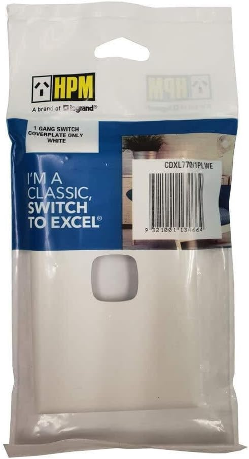 HPM Excel 1 Gang Coverplate, Matt White image number 1