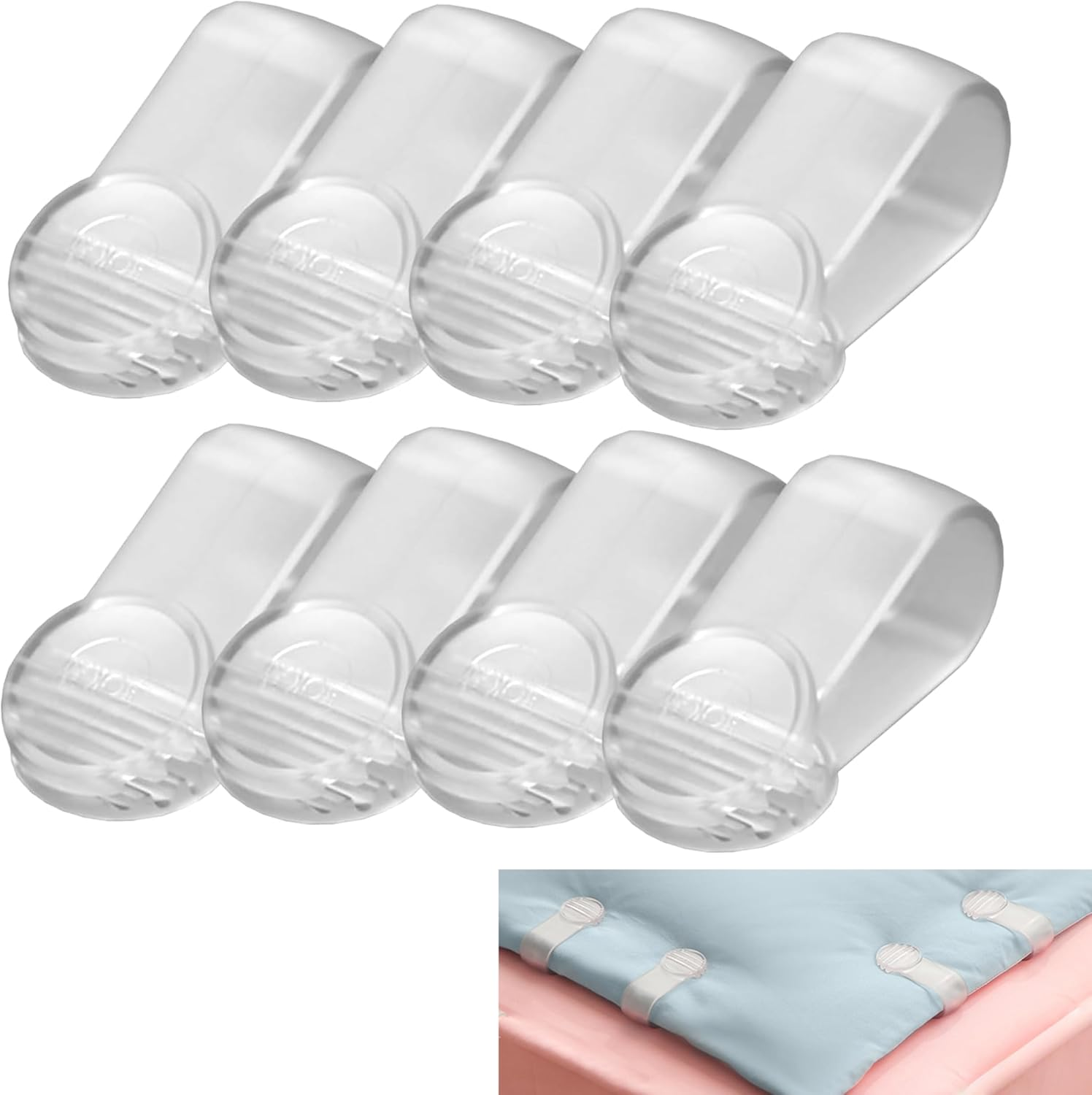 Transparent Towel Clips for Kitchen and Bedding, 8-Piece Set, Needle-Free Sheet Fixers