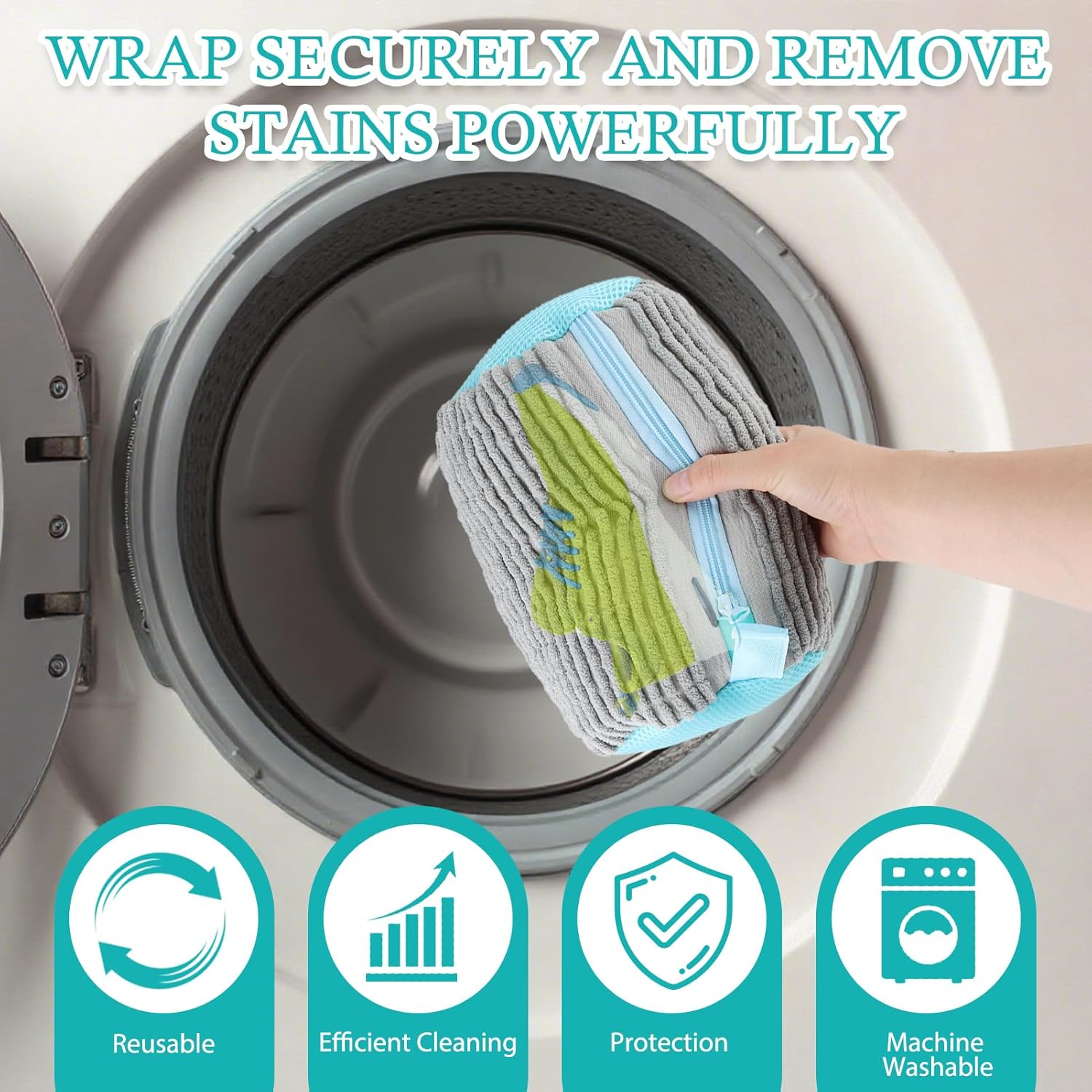 2 Pcs Shoe Laundry Bags for Washing Machine - Reusable Mesh Wash Bags with Zipper & Hook | 360 Degree Protection for Sneakers, Running Shoes & Delicate Clothing | Grey (20X12Cm) image number 2