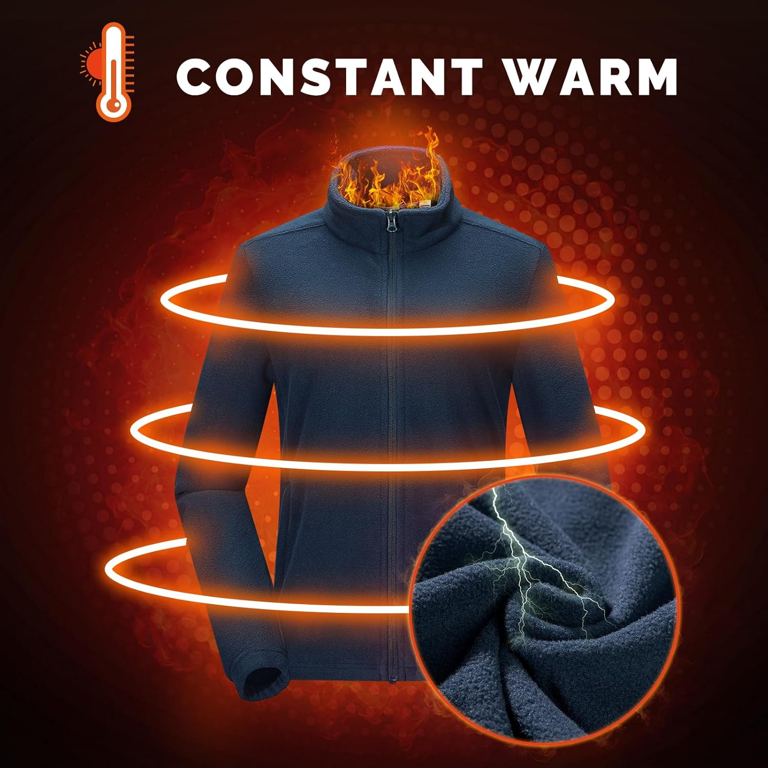 33,000Ft Womens Fleece Jackets Ladies Lightweight Warm Full Zip Coat Breathable Microfleece Ladies Sweater Casual Long Sleeve, Ideal for Travelling Outdoor Sport image number 3