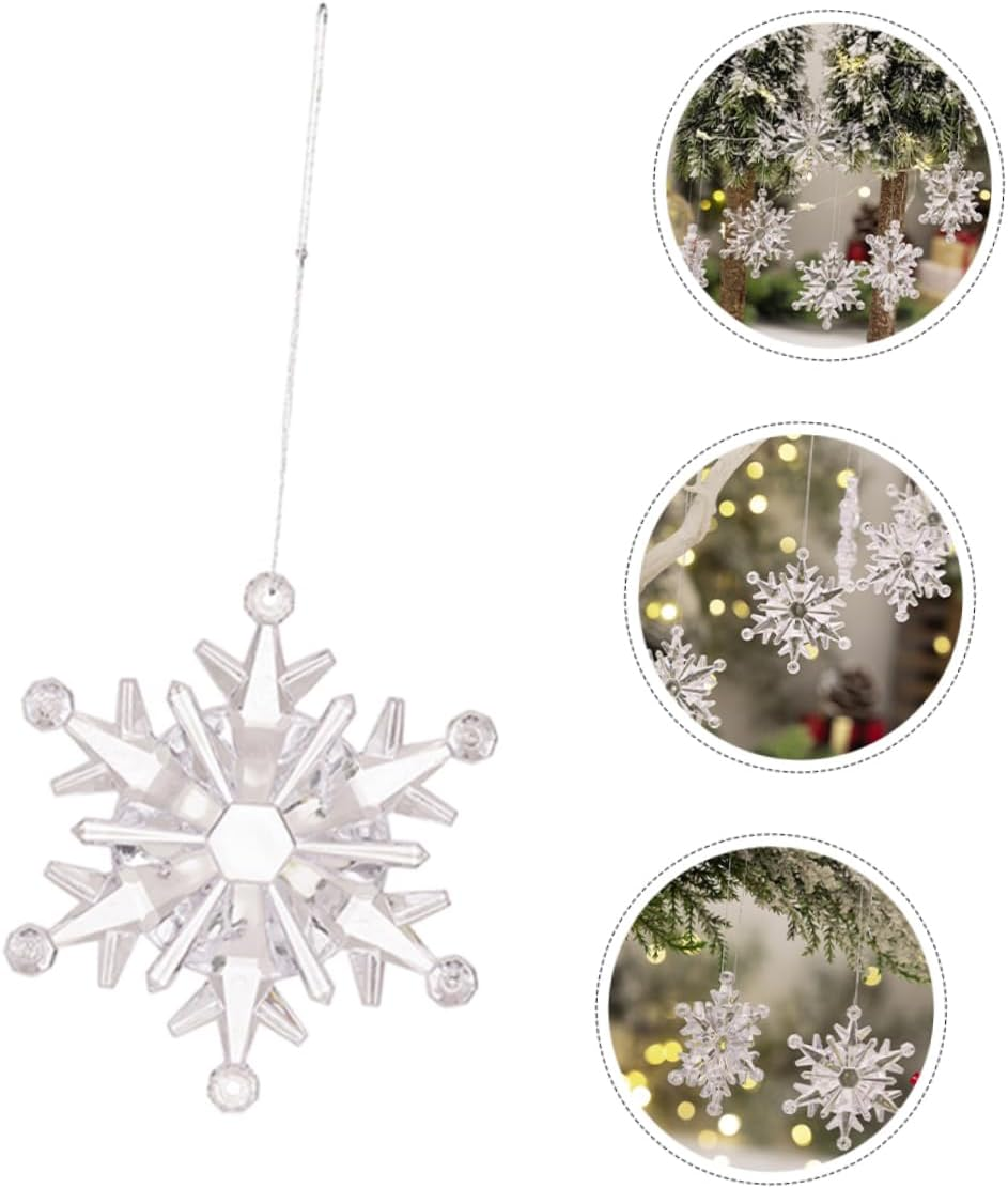 Unique Snowflake Pendant Acrylic Crystal Christmas Tree Decor Silver Christmas Decorations DIY Snowflake Ornaments for Winter Celebrations image number 5