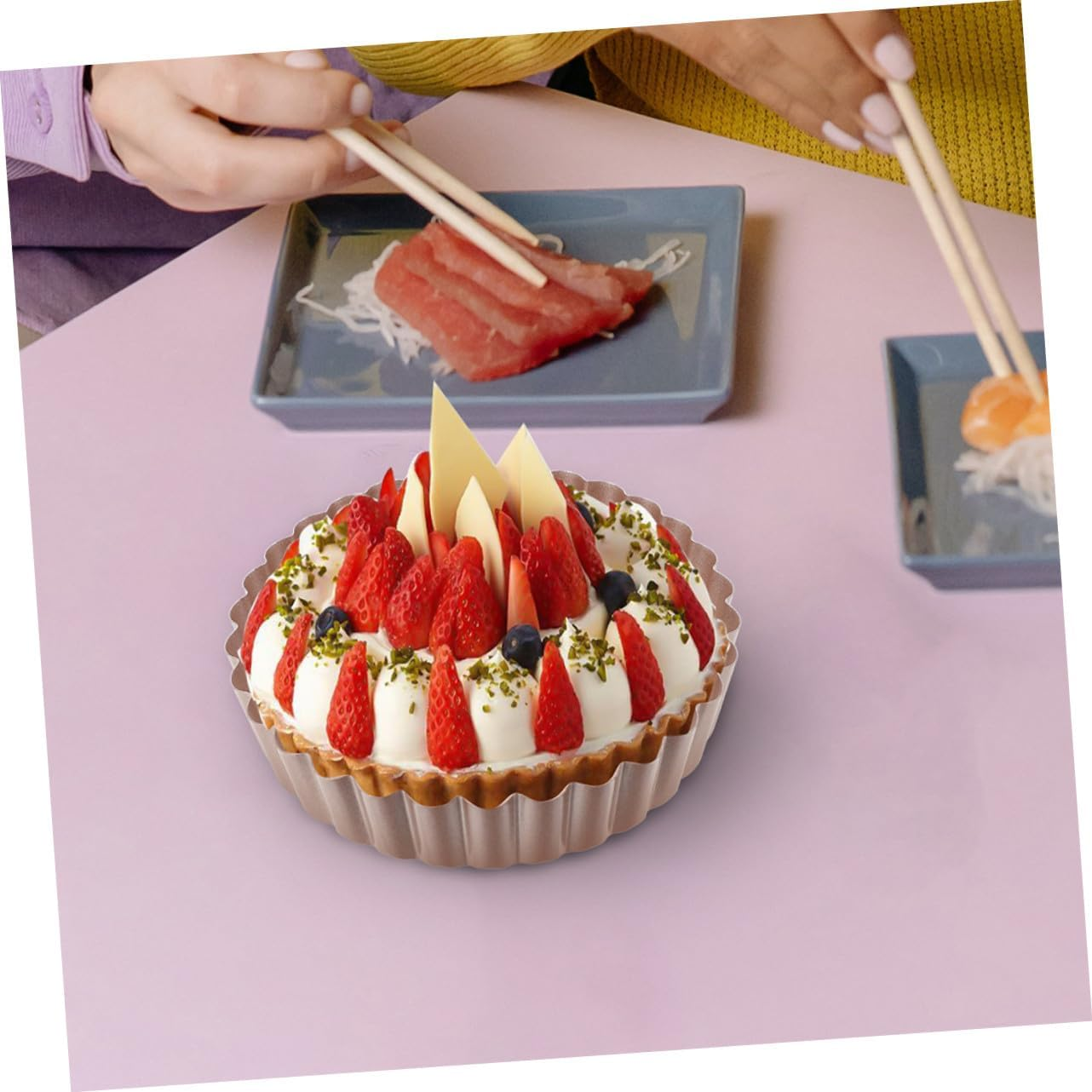 Gatuida 2Pcs Non-Stick Mini Tart Pans Removable Bottom, 5.5 Inch round Carbon Steel Baking Pans for Pies Quiches and Mini Desserts, Heavy Duty Bakeware Set for Home Baking image number 4