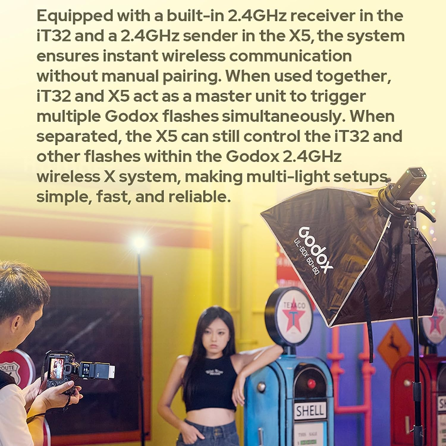 Godox IT32 TTL Flash+X5O for Olympus Panasonic Cameras, Tochscreen Speedlight, 2.4G Wireless, GN18, Recycle Time 1.5S, Magnetic Interface, On/Off Camera Flash for Wedding, Portrait image number 4