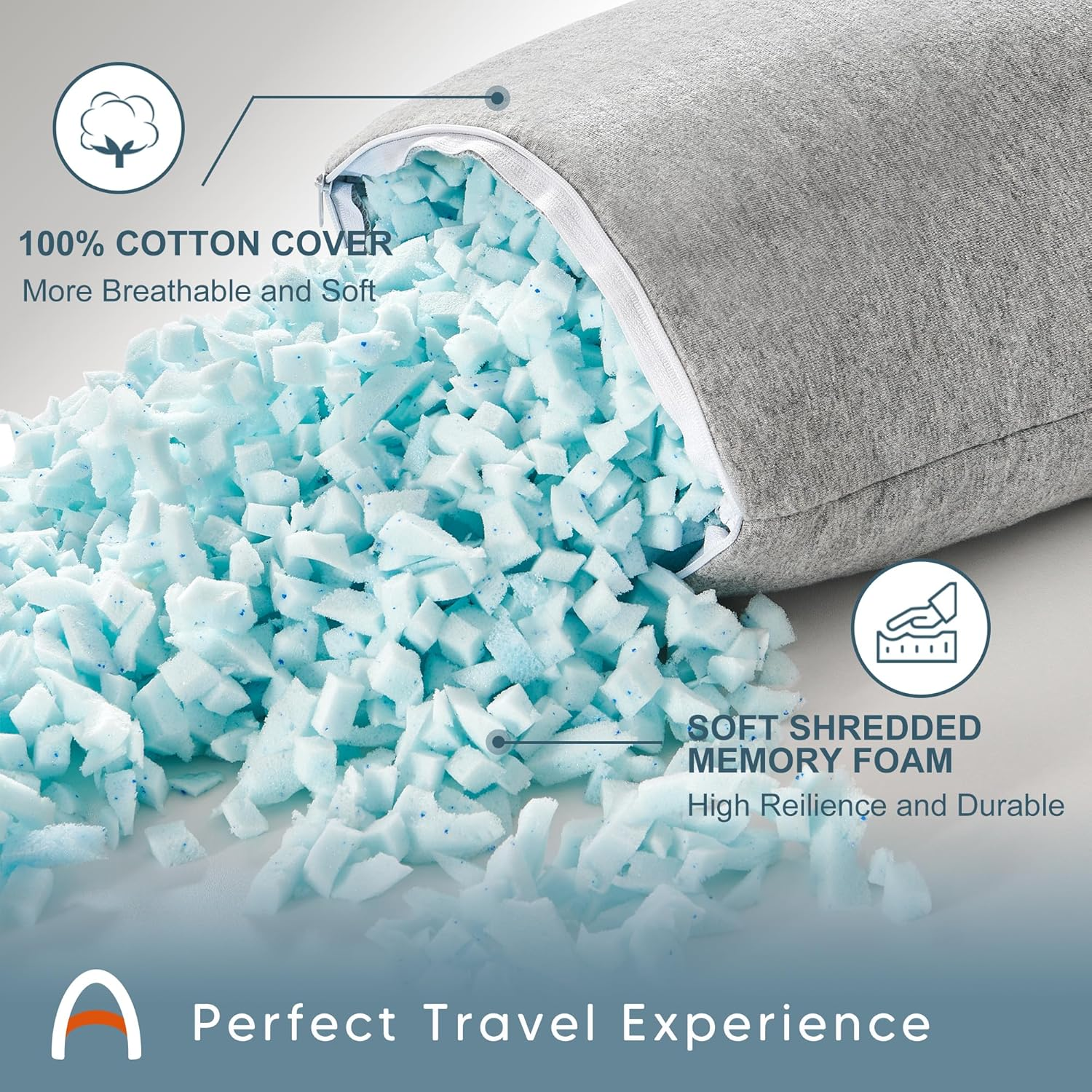 ACCURATEX Camping Pillow-100% Cotton Breathable Cover,Shredded Memory Foam Compressible Travel Pillow,Camping&Travel Accessories-Small Backpacking Pillow Camping Essentials for Sleeping,Car&Airplane image number 5