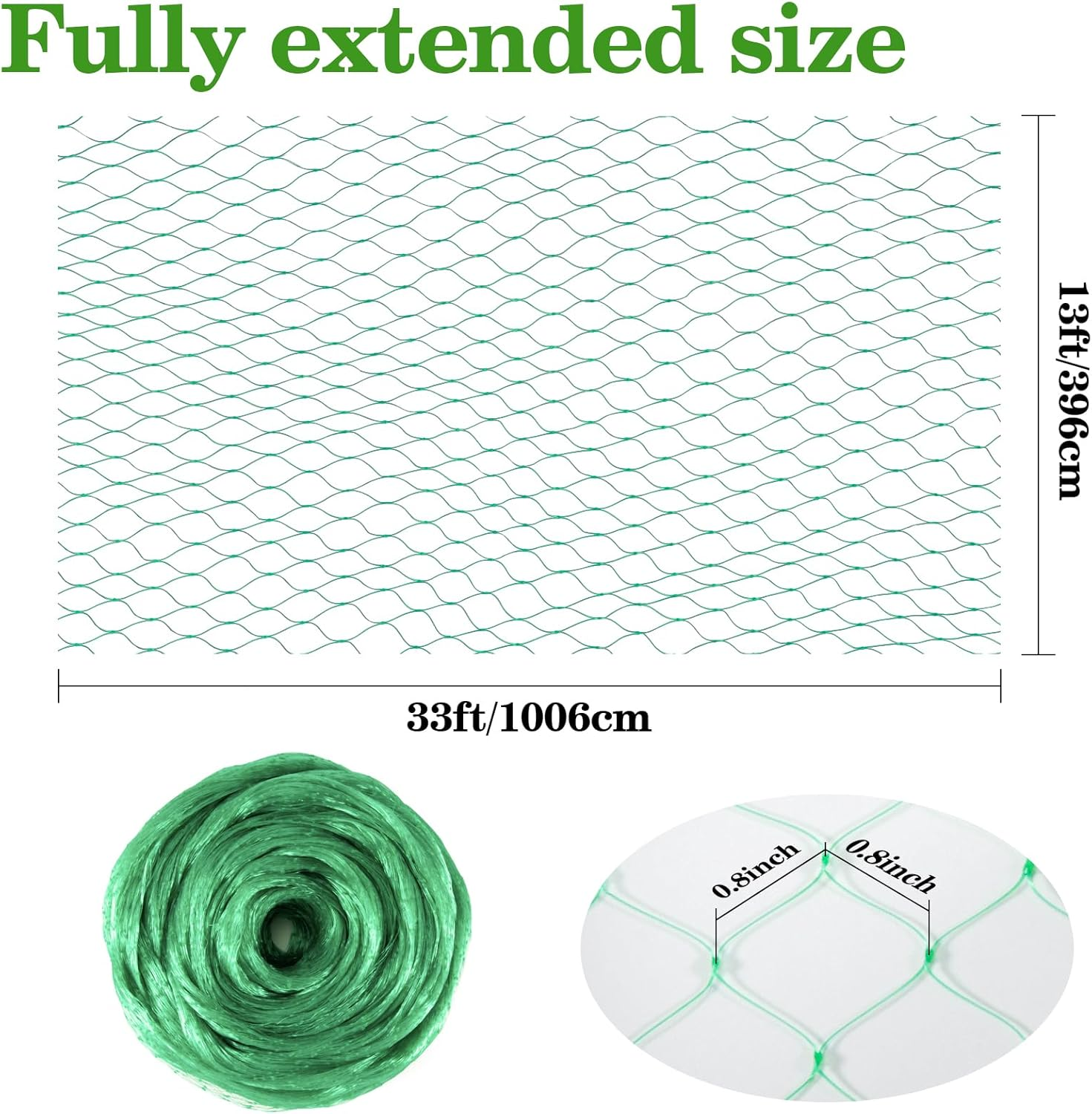 Sukh Bird Netting for Garden 13X33Ft - Heavy Duty Mesh Protection Fence for Plants, Chickens, and Poultry image number 1