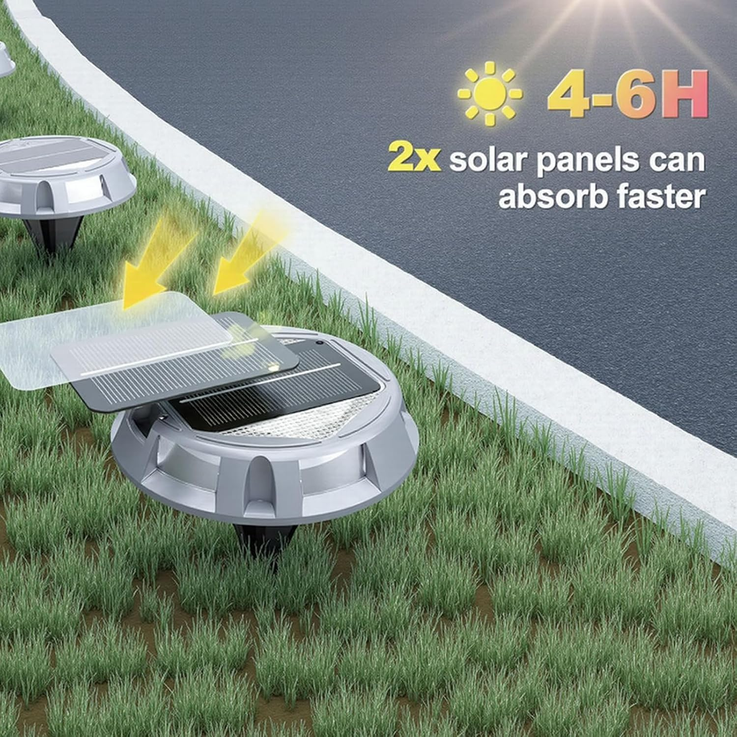 Solar Dock Lights IP68 Waterproof &ndash; 8 Color Outdoor LED Deck and Path Lights with 3 Lighting Modes,10-Ton Pressure Resistance, Long-Lasting 600Mah Battery for Garden, Steps, Driveway (2 Pack) image number 1