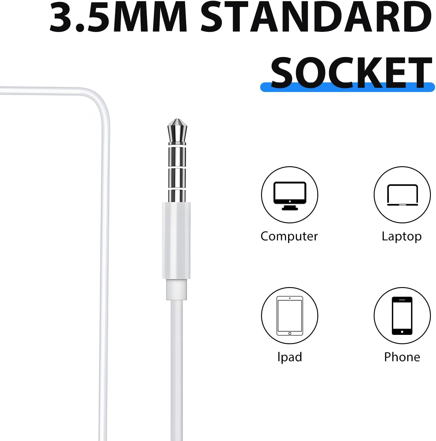 SRLWMYI Wired In-Ear Headphones 3.5 Mm with Microphone and Volume Control 4 Pack Cable Headphones for Mobile Phones MP3 Player Connection Excellent Sound Quality Ergonomic Design image number 1