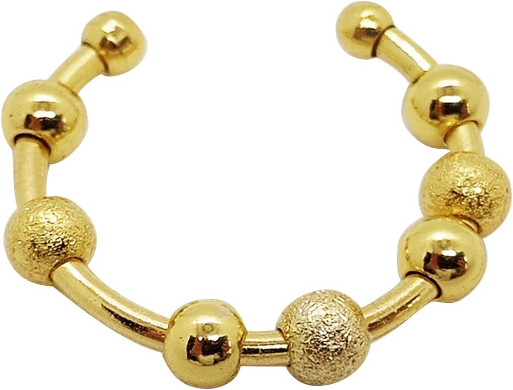 Anxiety Worry Fidget 7 Beads Ball Ring Meditation Ring Adjustable Opening Unisex Adjustable Spinning Worry Silver Spin It Ring