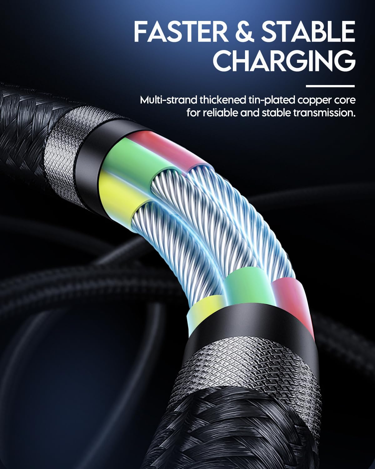 Brexlink USB C Fast Charging Cable(3 A), USB C to USB a Charger (2 Pack), Nylon Braided Fast Charging Cord for Samsung Galaxy S10 S9 S8 Note 9, Pixel, LG V30 G6 (1.5 Feet, Grey) image number 4