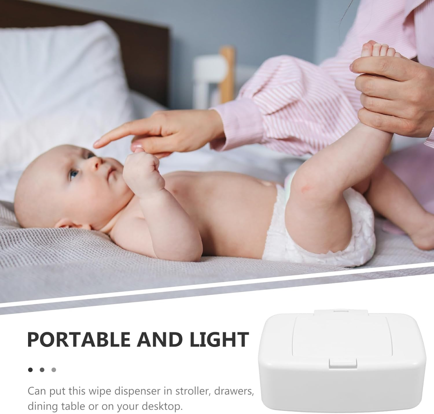 Ipetboom Refillable Wipe Dispenser Box, Wet Wipe Holder, Portable Wipes Container with Lid, White, 6.69 X 4.13 X 2.36 Inches, Keeps Wipes Fresh for Nursery, Kitchen, Bathroom, and Travel