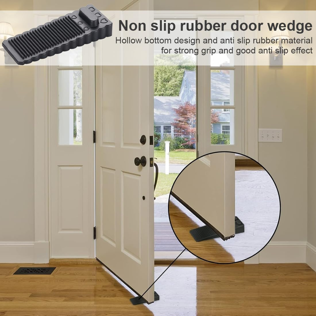 8PCS Rubber Door Stoppers, Heavy Duty Rubber Door Wedge Height Adjustable,No-Slip Doorstop Door Stoppers Floor Suitable for Bottom of Door image number 1