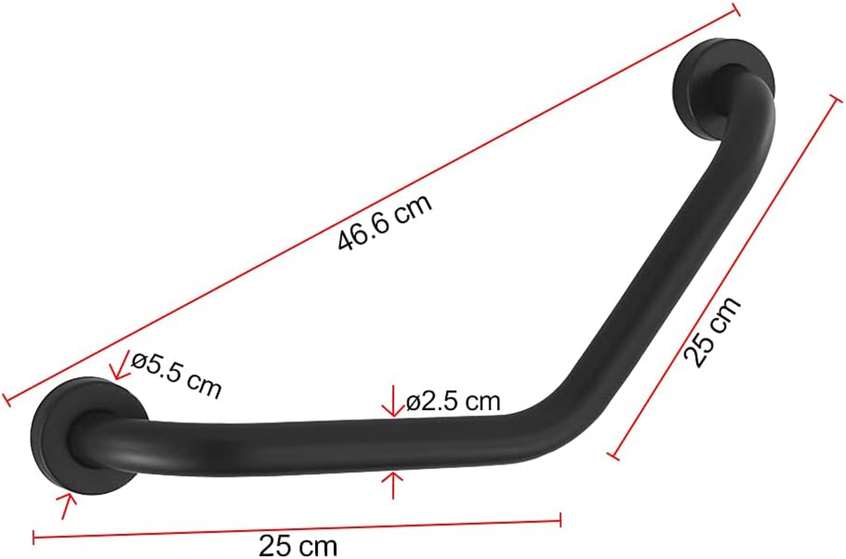 Bath Grab Bar Sturdy Bathroom Balance Bar Stainless Steel Shower Safety Handle Safety Hand Rail Support for Bathtub, Toilet, Bathroom, Kitchen, Stairway Handrail, Outdoor, Black image number 2