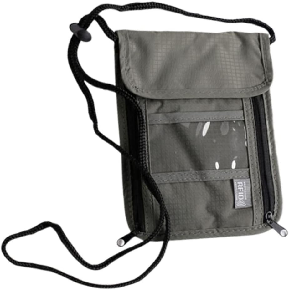 HOUDERCO Waterproof Passport Holder Travel Wallet Pocket Multifunctional Neck Hanging Bag for Men and Women Grey image number 2