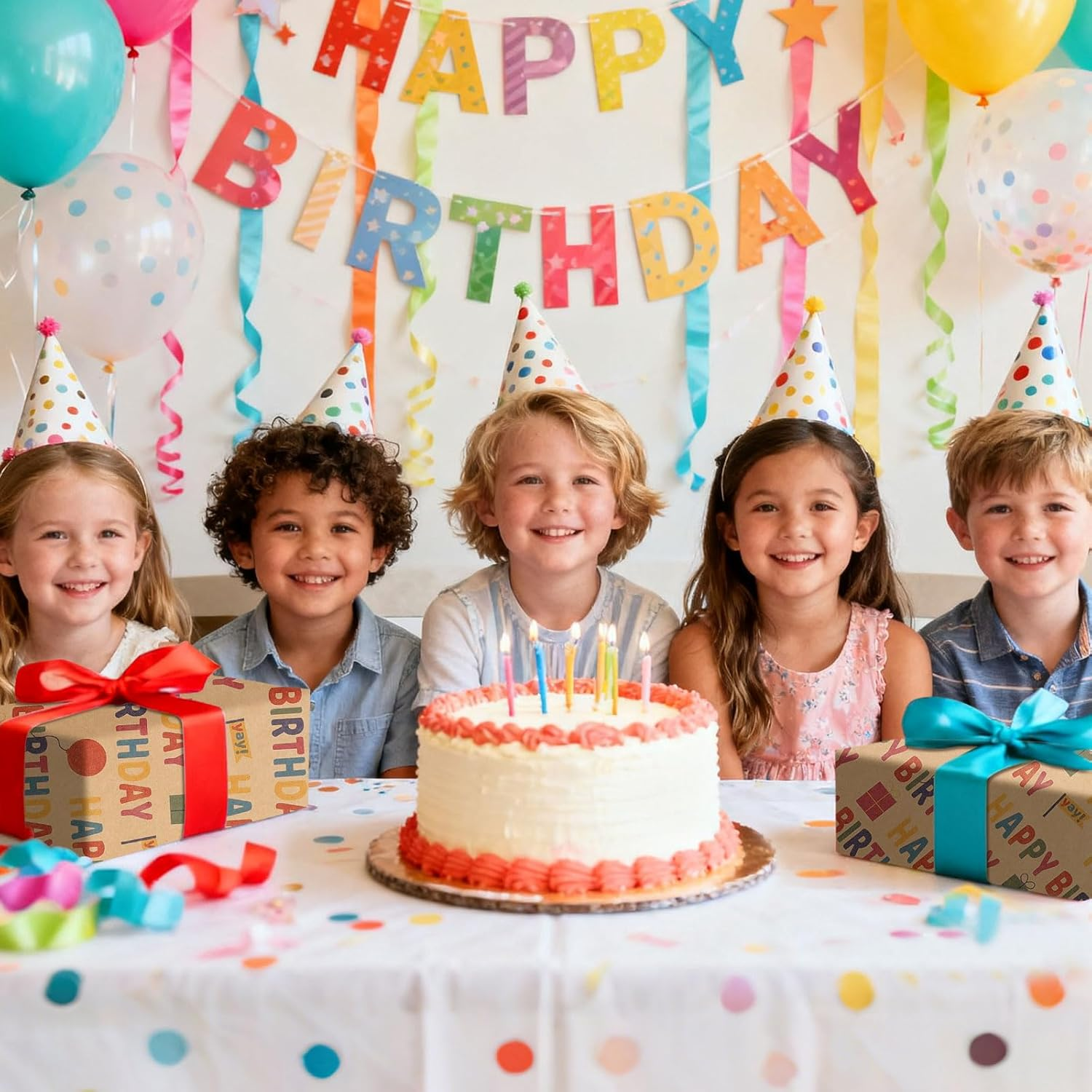 Birthday Wrapping Paper Roll &ndash; Colorful Happy Birthday Kraft Design &ndash; Thick, Wrapping Paper Birthday Gift Wrap Tear-Resistant for Gifts & Party Wrap, 43Cm Wide X 10M Long image number 6