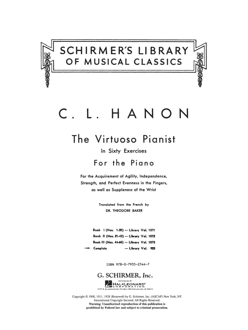 Hanon - Virtuoso Pianist in 60 Exercises - Complete: Schirmer'S Library of Musical Classics, Vol. 925 image number 5