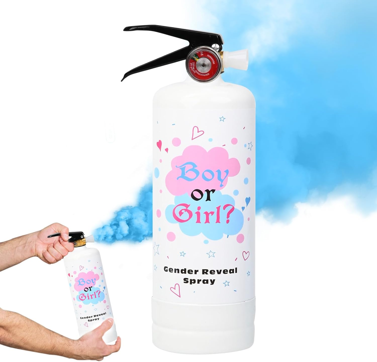 1Kg Large Gender Reveal Fire Extinguisher Cornstarch Spray；Baby Boy or Girl Reveal Party Ideas；Eco-Friendly 100% Biodegragable for Gender Reveal Party Supplies (Blue)