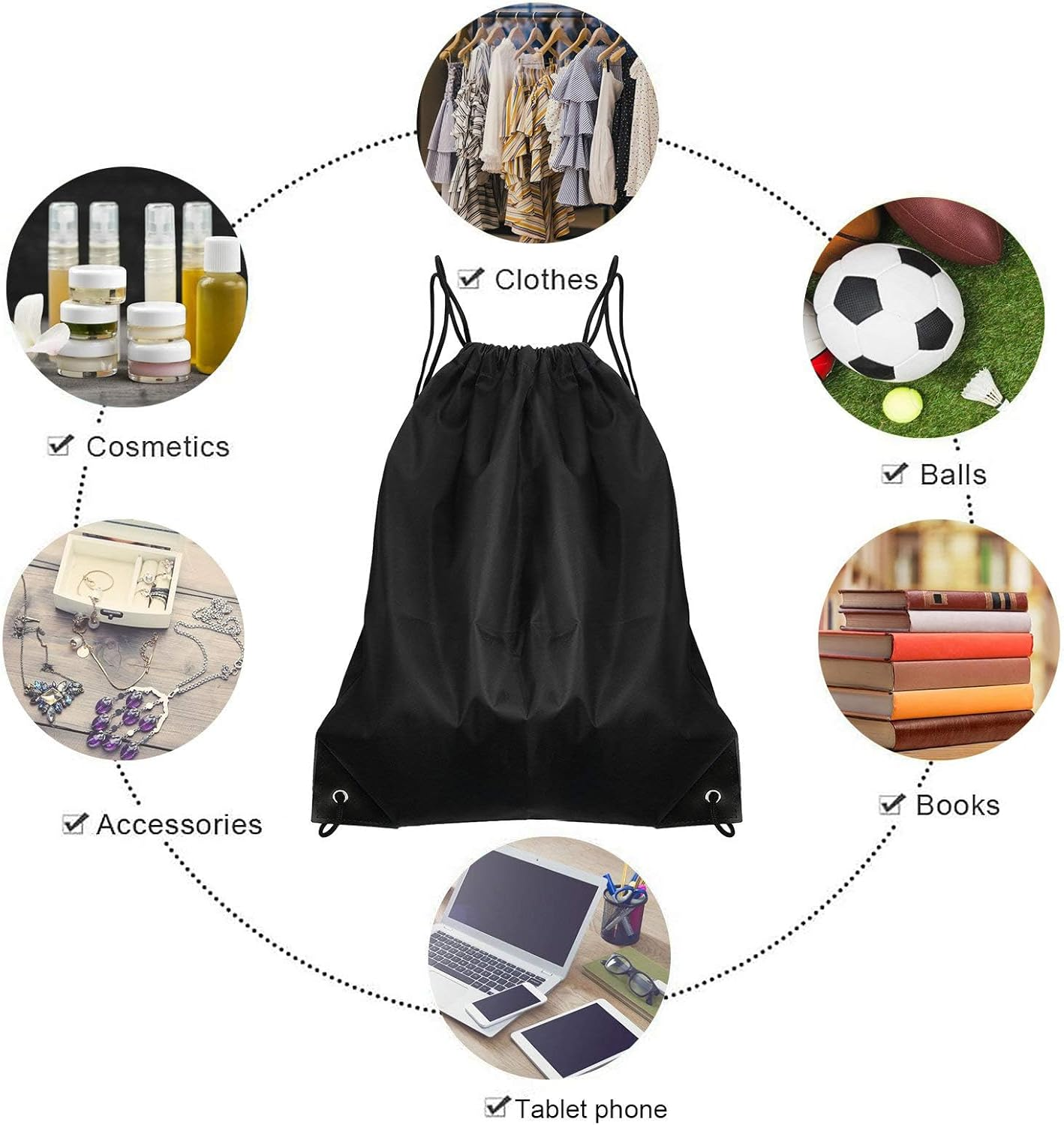 Drawstring Backpack Bags Waterproof Sports Backpack Multi Functional Drawstring Bag Drawstring Shopping Bag - Green image number 6