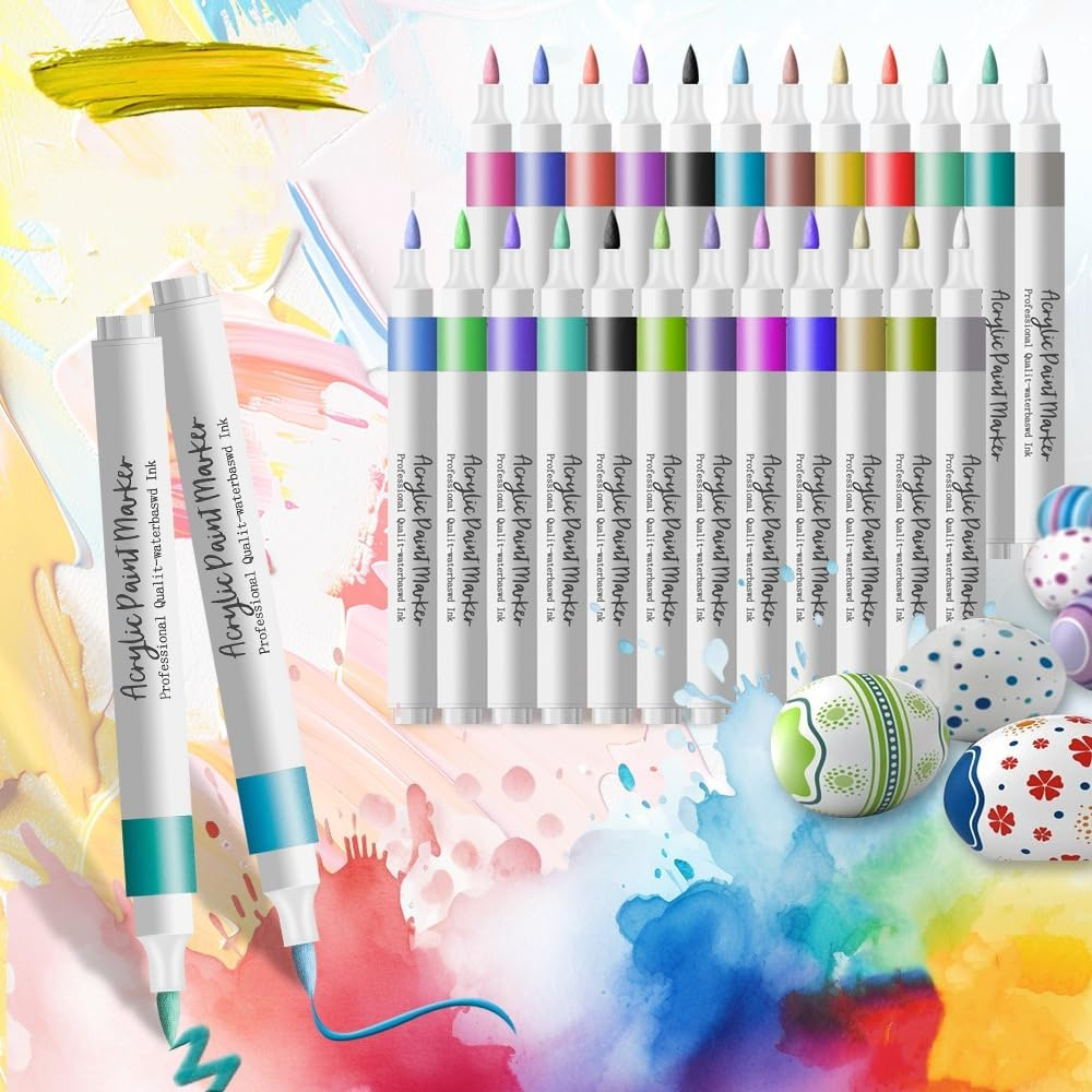 24 Colors Brush Chisel Markers, Markers Brush Tip, for Adult Coloring Book, Dual Tip Artist Sketch Art Markers, Aesthetic Cute Preppy Stuff School Supplies (24 Colors)