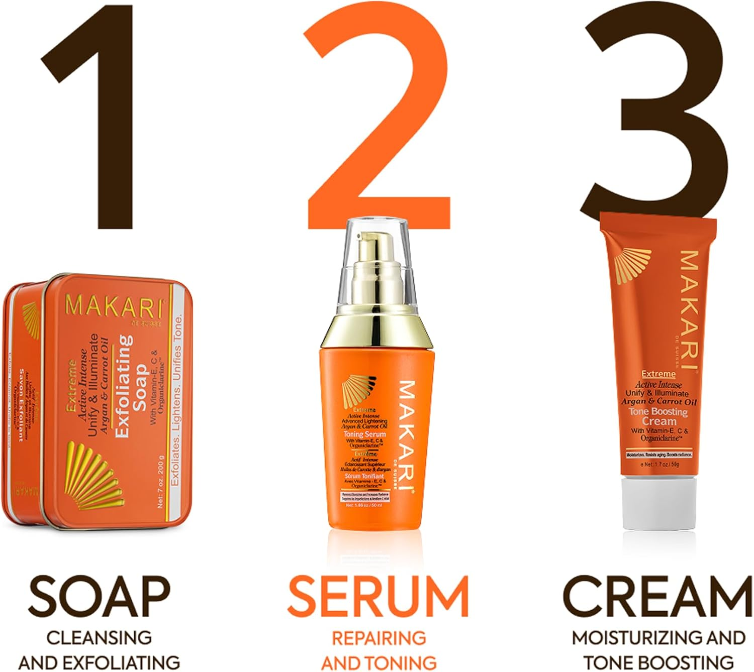 Makari Extreme Argan and Carrot Dark Spot Serum - Multi-Use Lightweight Skin Care Face Serum - Fades Discoloration - Dark Spot Corrector - 1.66 Oz image number 3