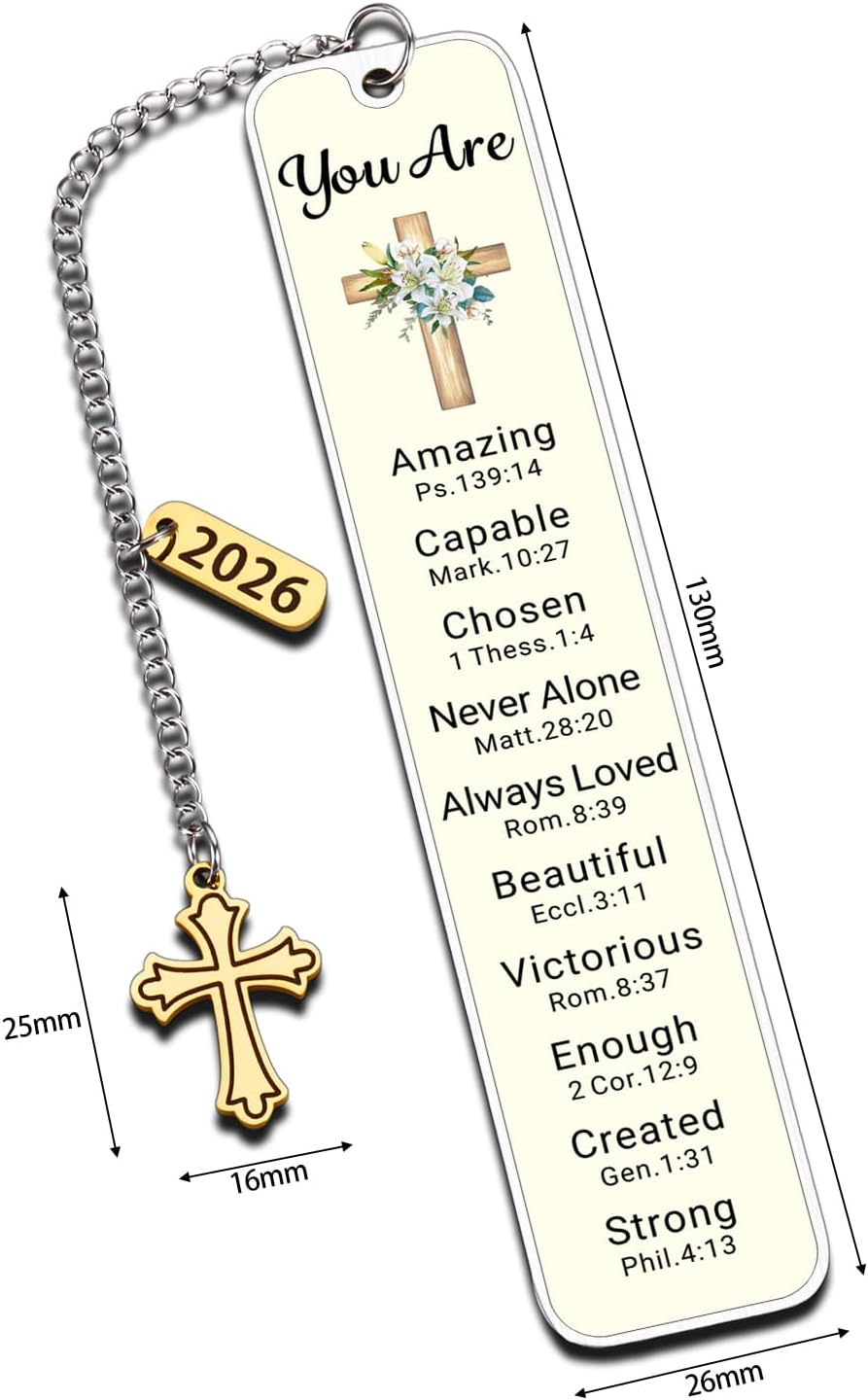Baptism Gifts for Girls Boys Chritsian Bookmark First Communion Christening Gifts for Goddaughter Godson Godchild Baby Shower Adult Baptism Gifts for Women Men Friends Catholic Religious Bookmarks image number 4