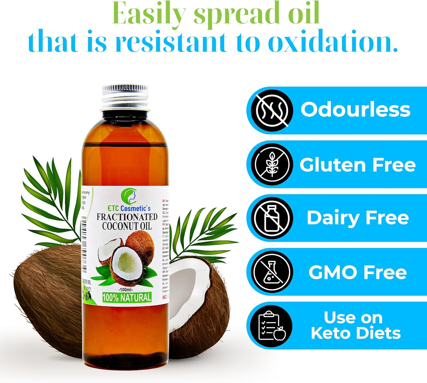 Fractionated Coconut Oil (Natural Fractionated Coconut Oil) - 100Ml - Pure, 100% Natural image number 4