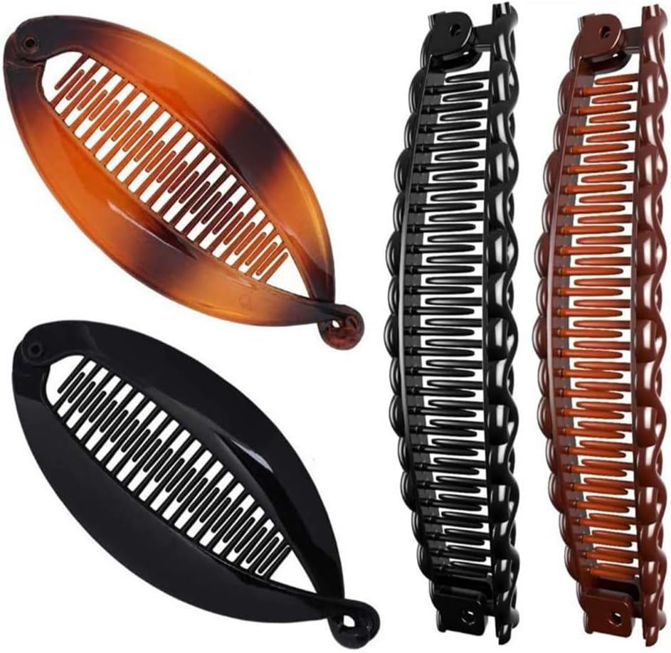 Pack of 4 Banana Clips, Banana Clip, Vintage Fishtail Hair Clip, French Banana Clip, Ponytail Holder, Clincher Combs Tool, Suitable for Long, Curly or Straight Hair image number 1