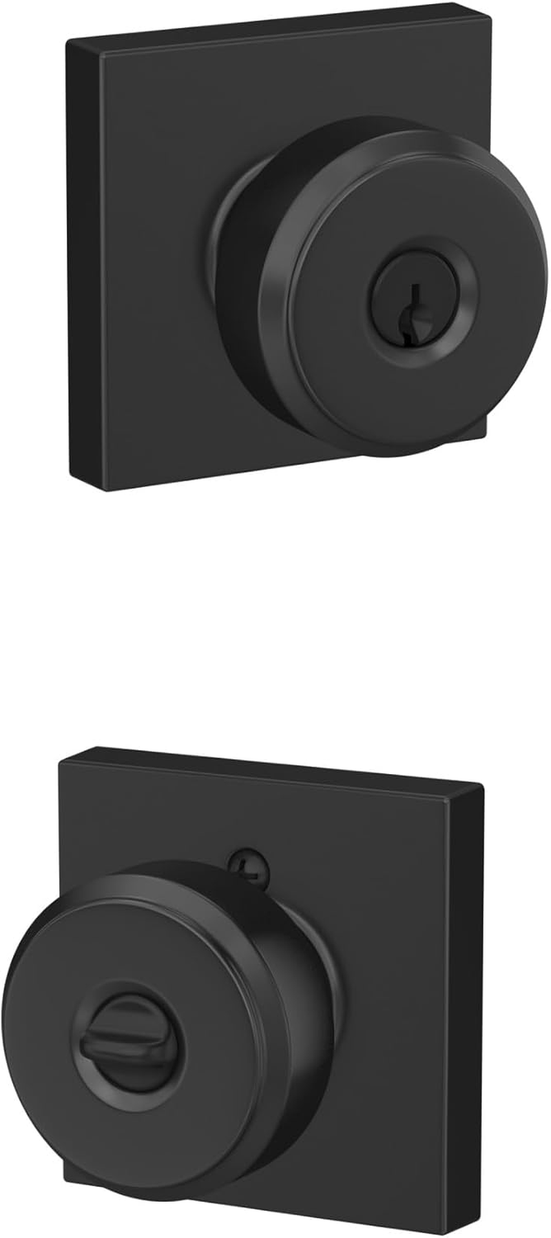 Schlage F51A BWE 622 COL Bowery Door Knob with Collins Trim, Keyed Entry Lock, Matte Black image number 3