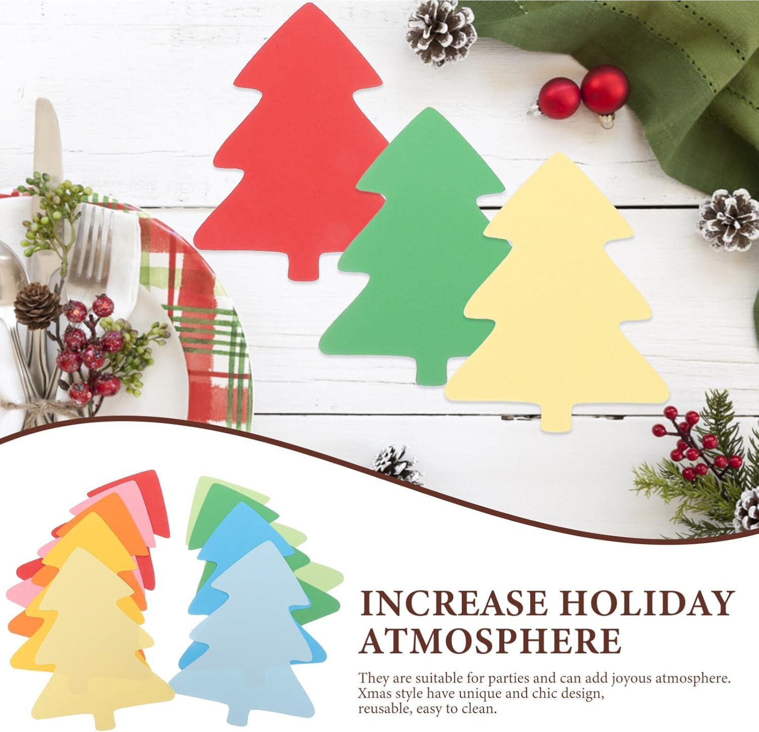 Abaodam 72Pcs Christmas Hand Cut Confetti Delicate Tree Cutouts and Paper Cutouts for School Wall Decoration for DIY Paper Cut Art Decors and Kindergarten Wall Decor image number 2