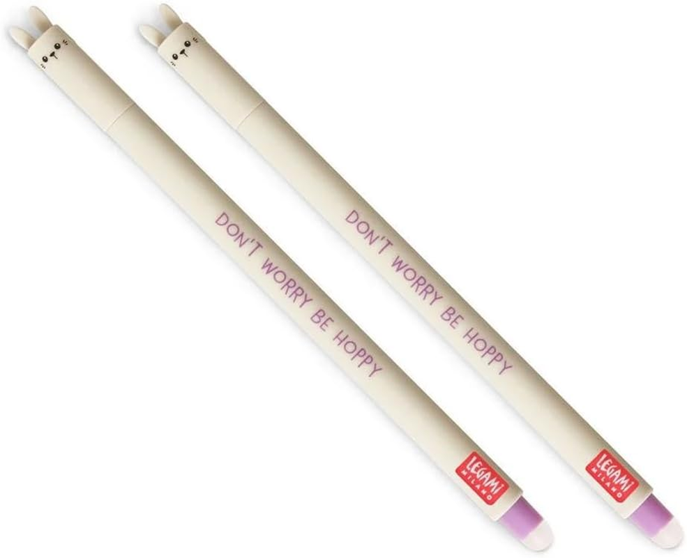 LEGAMI Erasable Gel Pen Bunny Rabbit, Thermosensitive Ink, 0.7 Mm Tip Diameter, 15 Cm Length, Purple Ink (Pack of 2)