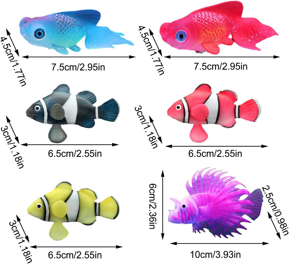AIMALL 2PCS Artificial Floating Aquarium Fish Decorations Set, Silicone Betta Fish for Aquarium D&eacute;cor, Moving Small Fish Tank Ornaments for Betta Tanks, 6 Styles, 1.7-3.9 Inches image number 4