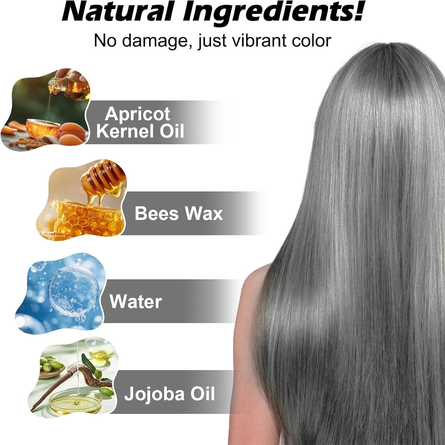 Lonstin Silver Grey Hair Wax 100G Temporary Hair Color for Kids and Adults Washable Non Sticky Easy to Apply Suitable for Cosplay Halloween Party and Everyday Hair Styling