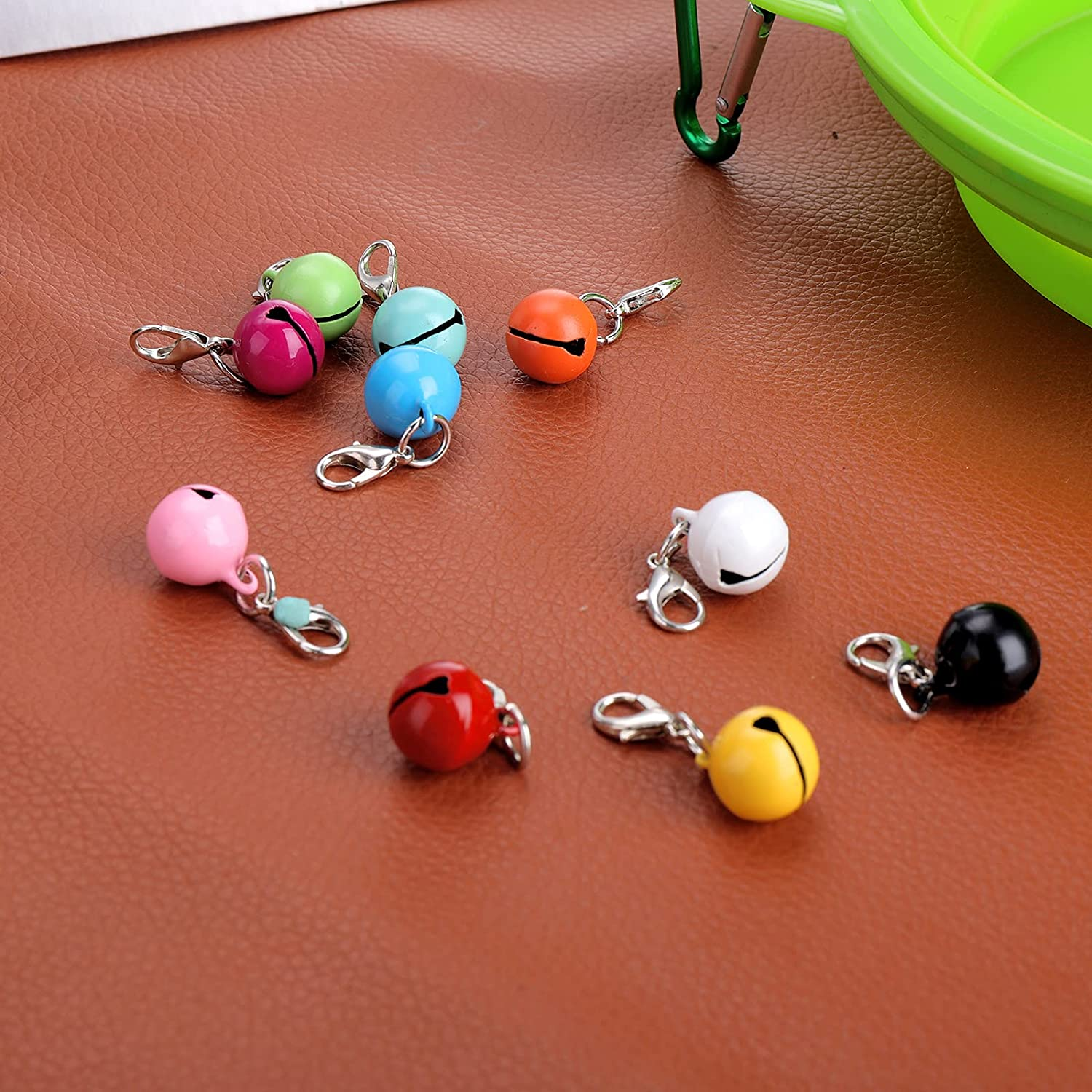 Molain 10 Pcs Cat Dog Collar Bells, Jingle Bell for Cat Collar, Dog Collar Charms, Colourful Pet Small Bells with Clasps, Pet Collar Accessories, Festival Party DIY Crafts Decoration image number 6