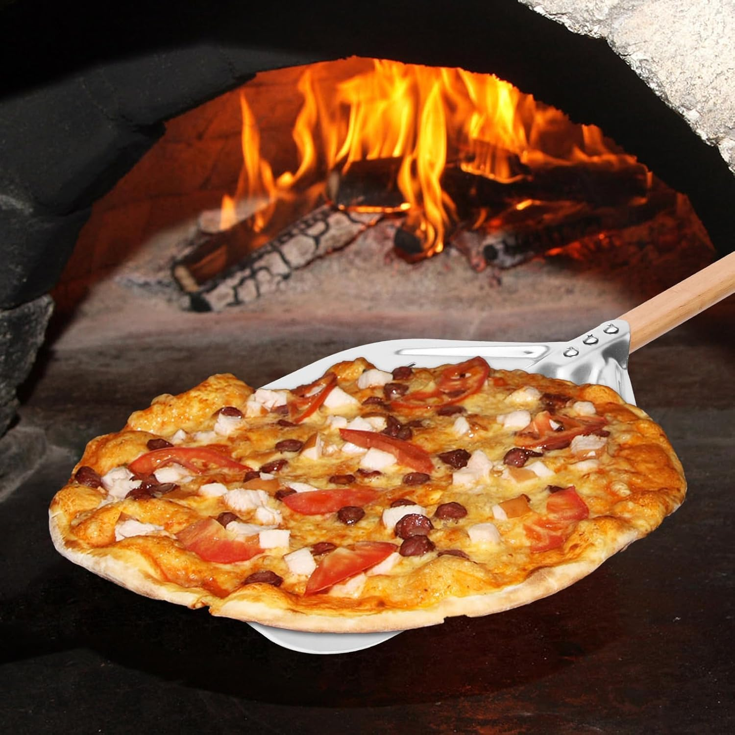 HOUSLUX Pizza Peel 40 * 30Cm 12 Inch Pizza Paddle with Large Surface and Removable Handle Pizza Peel (Wooden) image number 6
