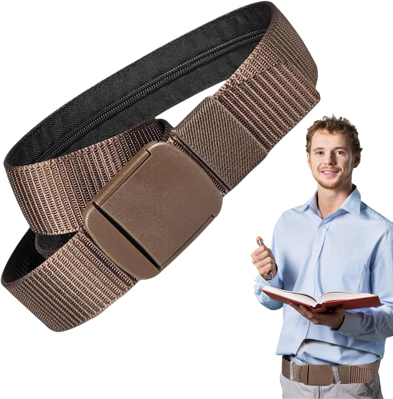 GLANSI Travel Security Money Belt, Money Belt with Hidden Money Pocket, Undercover Hidden Wallet, Adjustable Canvas Belt for Travel, Money Waist Belt Bag, Anti-Theft Passport Wallets for Men & Women image number 6