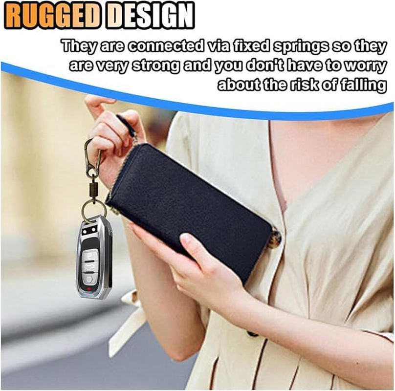 Car Spring Metal Keychain Clip Keyring, Retractable Key Ring Chain Holder Keychain, for Most Cars image number 4
