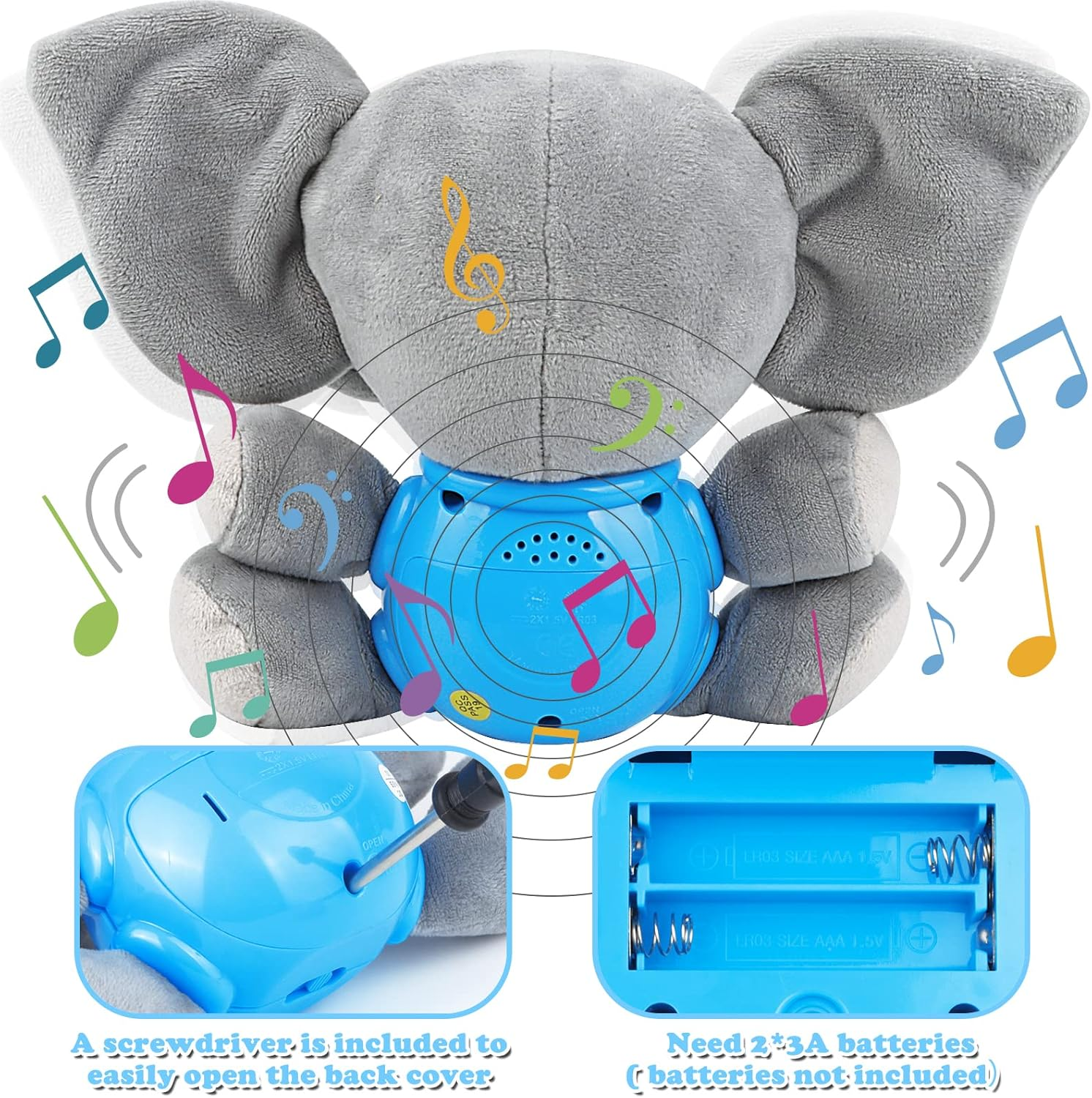 Plush Musical Baby Toys, Cute Elephant Stuffed Animal Infants Toys for 3-6-12 Months Boys & Girls & 0-6 Months Baby Stuff, Newborn Boys Gift,Infant Light Music Time,Baby Music Toys image number 1
