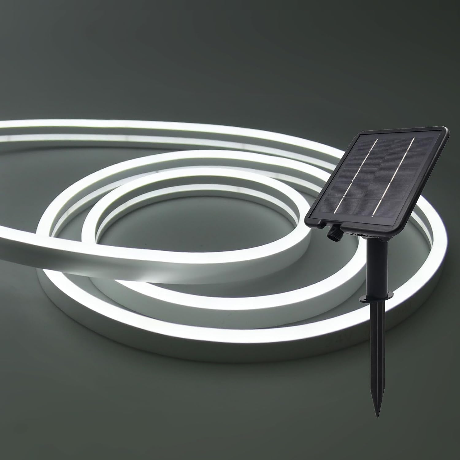 XUNATA 24V Solar/Usb COB Neon Flex Light - IP68 Waterproof 2835 SMD 120Leds/M LED Strip, Indoor/Outdoor Use (Cold White,2M)