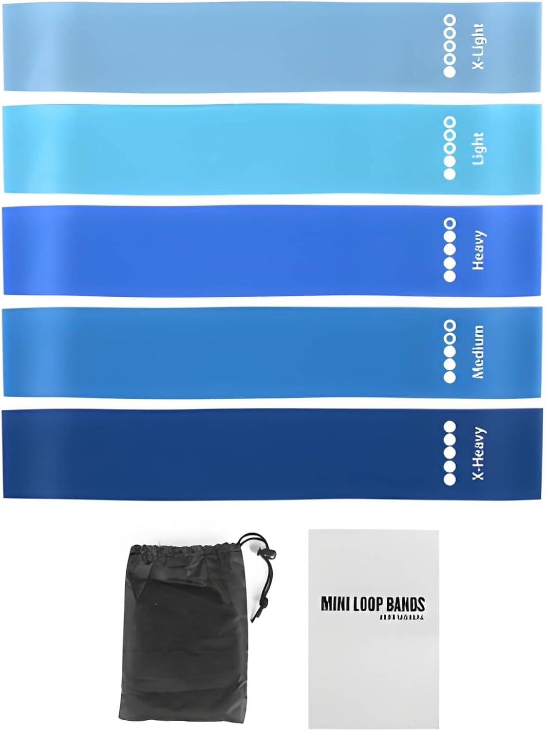 NEOLYMP Resistance Loop Bands, Exercise Bands Set of 5 Rubber Latex Anti-Slip Resistance Band for Workout, Stretching, Physical Therapy, Yoga and Home Fitness