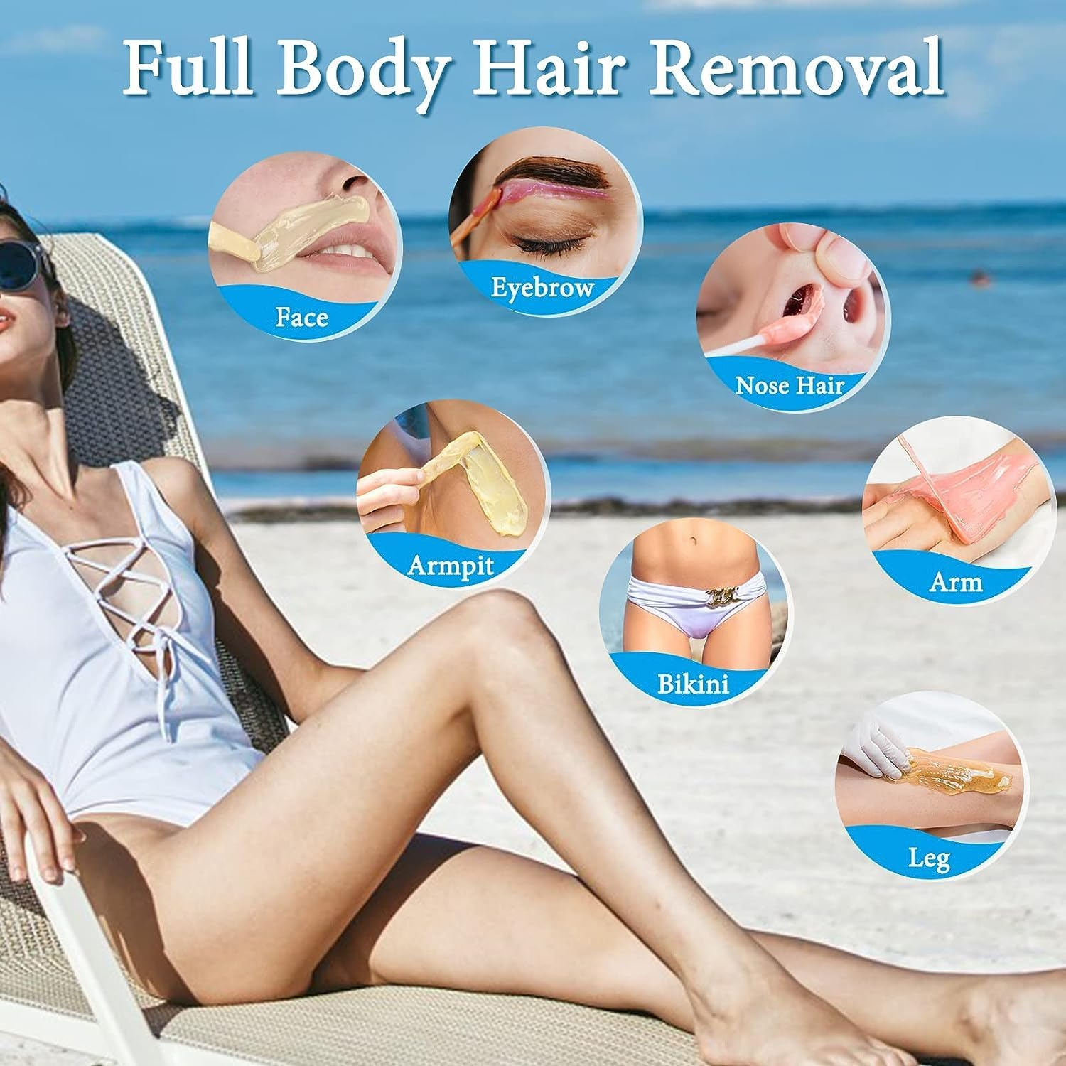 Wax Kit for Hair Removal, Wax Pot Waxing Kit with Wax Beans for Women Men Wax Portable Wax Warmer Professional Wax Warmer for Women Home Use with 20 Wax Sticks image number 3