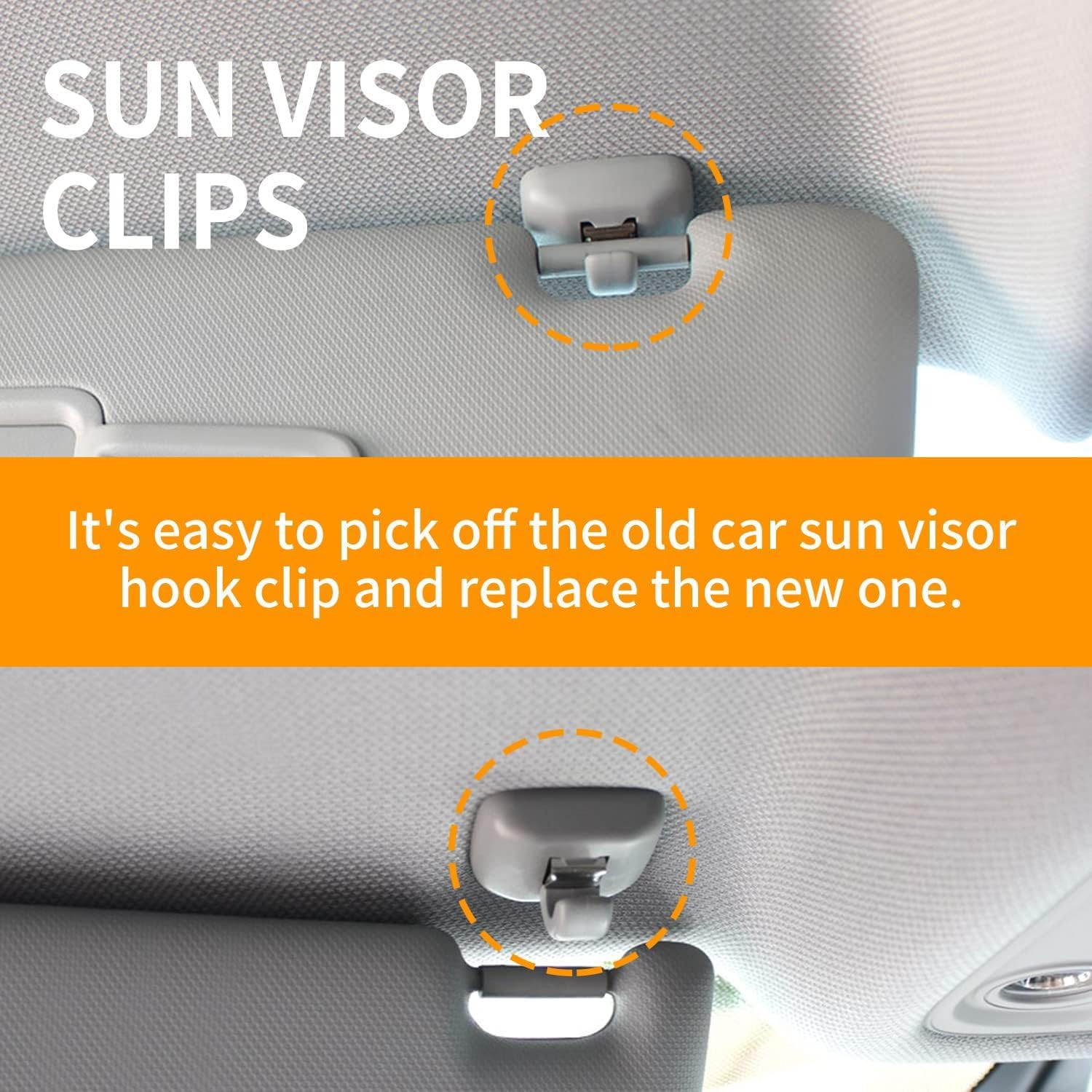 2PCS Inner Sun Visor Clips, Upgraded Car Visor Holder Hook - Compatible with Audi A1 A3 A4 A5 Q3 Q5 S3 S4 S5 TT, OEM: 8U0857562A (Gray) image number 4