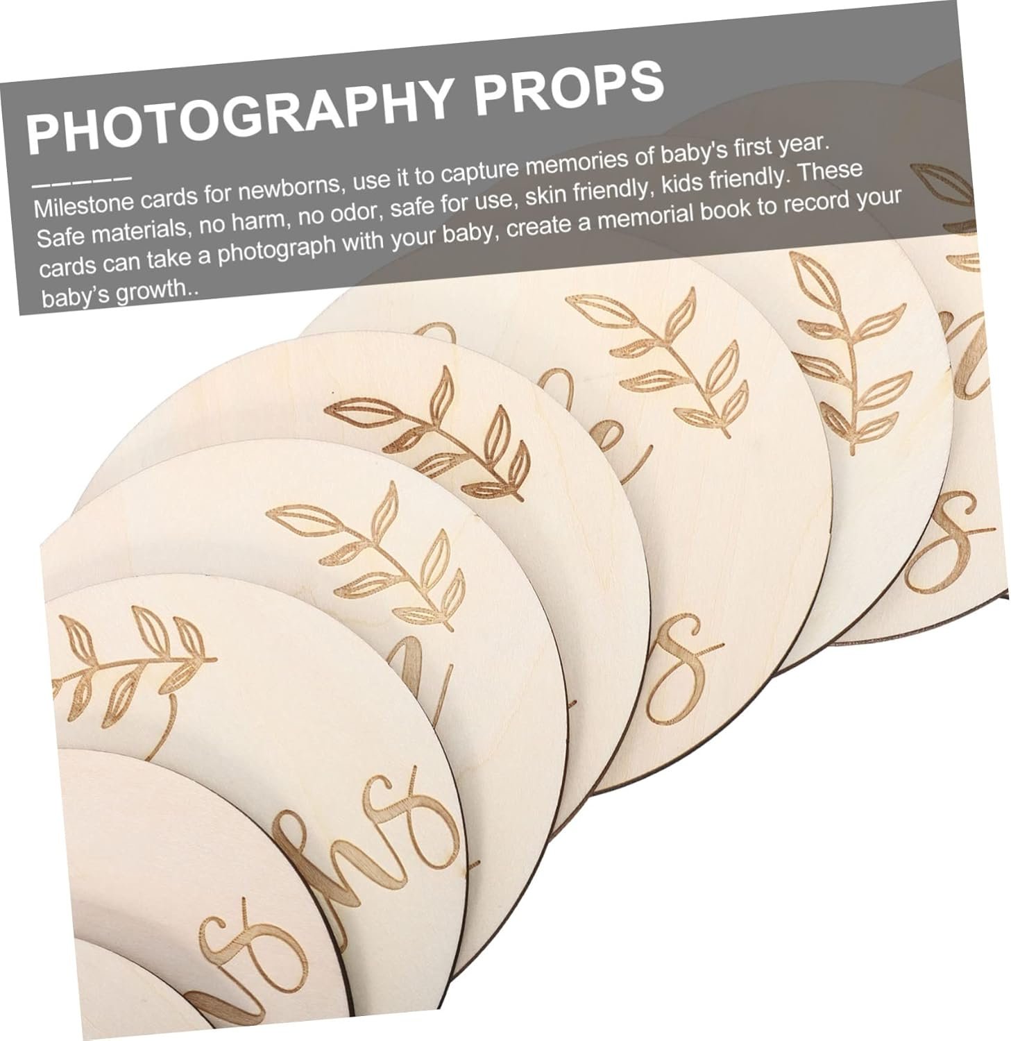 Kisangel Wooden Milestone Cards Newborn Monthly Photo Cards Greeting for Boys and Girls image number 4