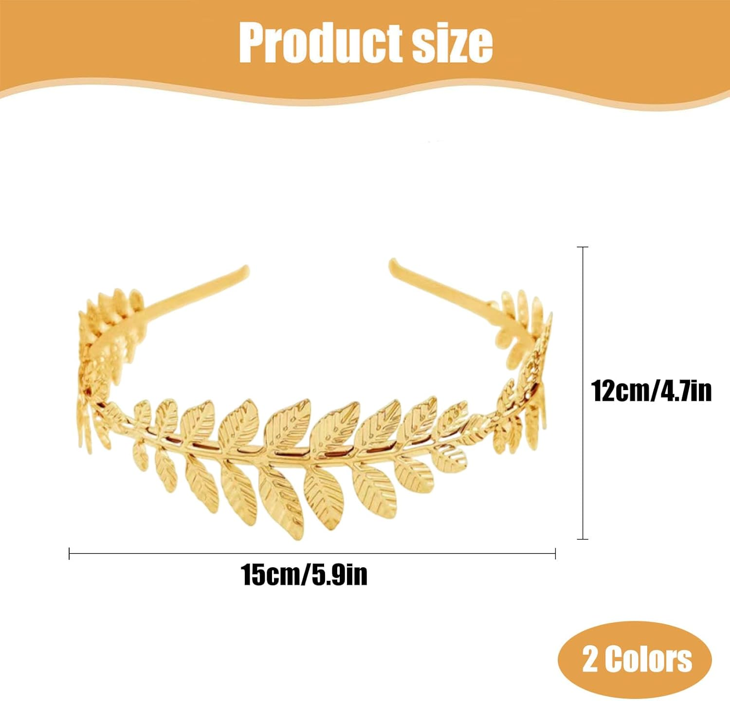 Dinghaole 2 Pcs Roman Leaf Crown, Roman Style Tiara, Boho Headpiece Hairband, Gold Silver Leaf Band Crown of Leaves, Bridal Costume Accessories for Women Girls Fashion Party Decoration