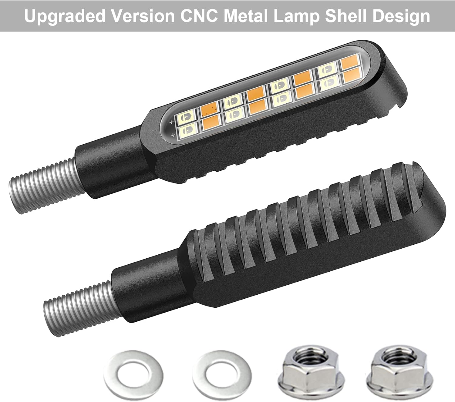 Kinstecks 4PCS Motorcycle Indicators Flowing Turn Signal Lights Motorbike Turning Indicators Daytime Running Lights Brake Lights 12V 16LED for Motorcycle Motorbike image number 2