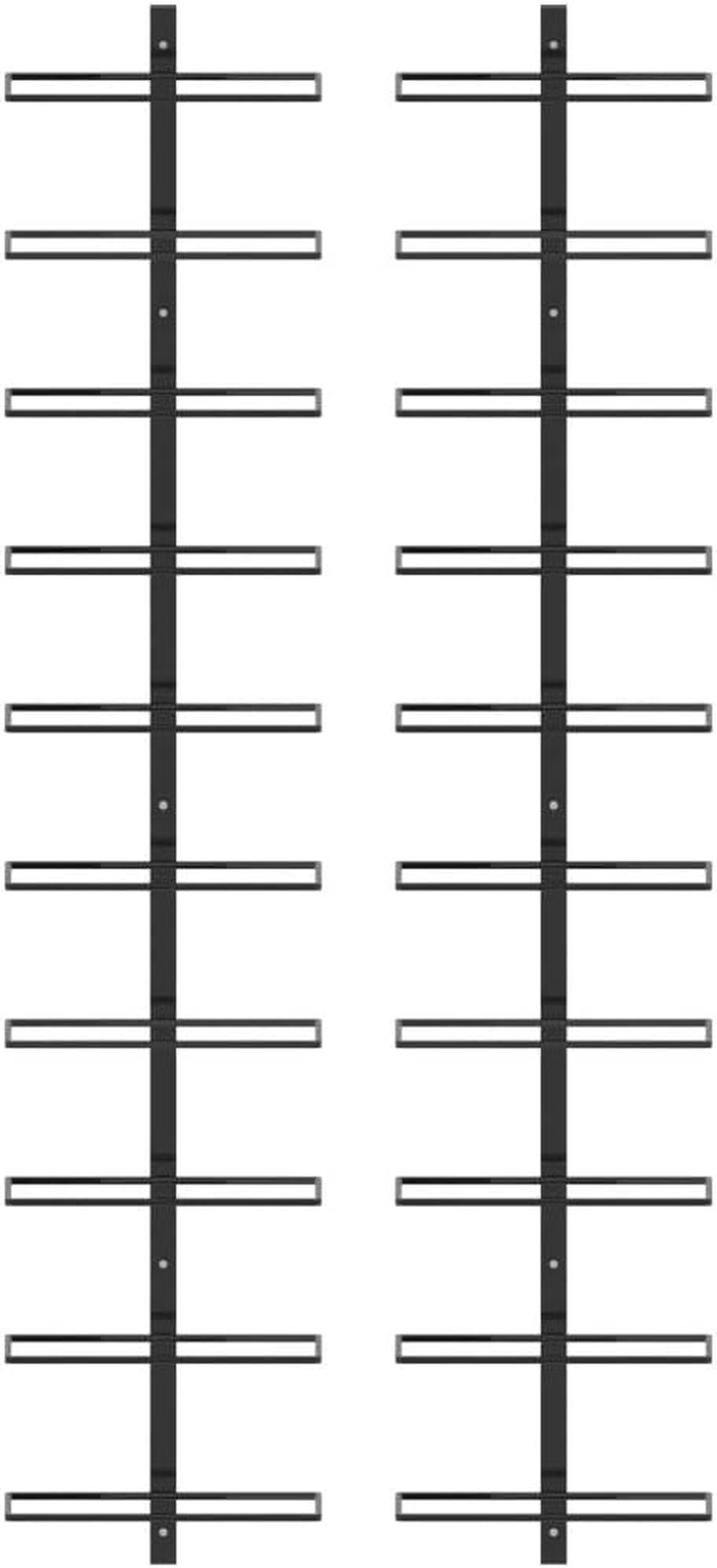Vidaxl 2Pcs Wall-Mounted Powder-Coated Metal Wine Racks in Black, Holds up to 20 Bottles image number 3