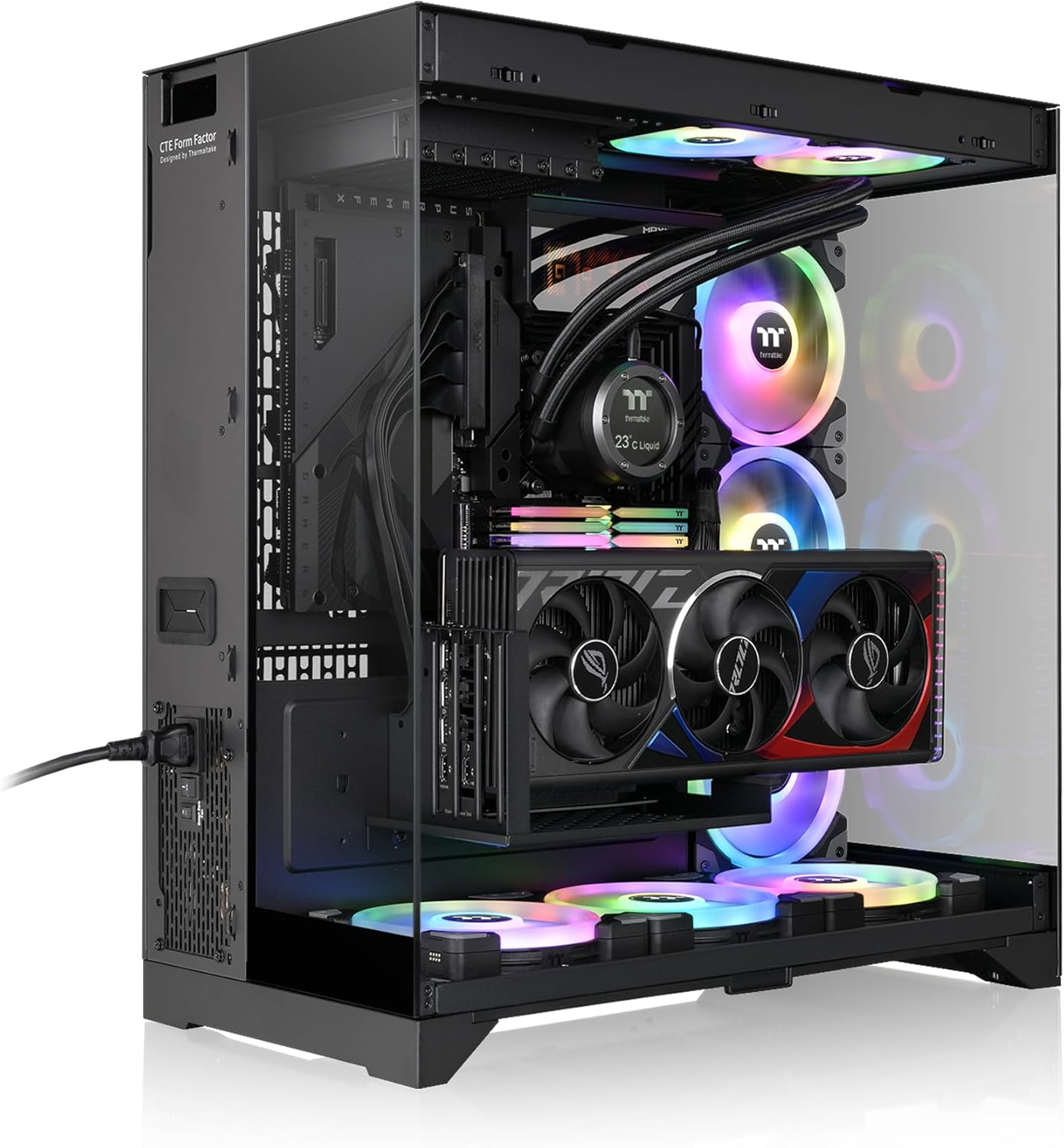 Thermaltake CTE E550 Tempered Glass Dual Chamber Mid Tower Case Black Edition (Supports Hidden Connector M/B), CA-1Z8-00M1WN-00 image number 3
