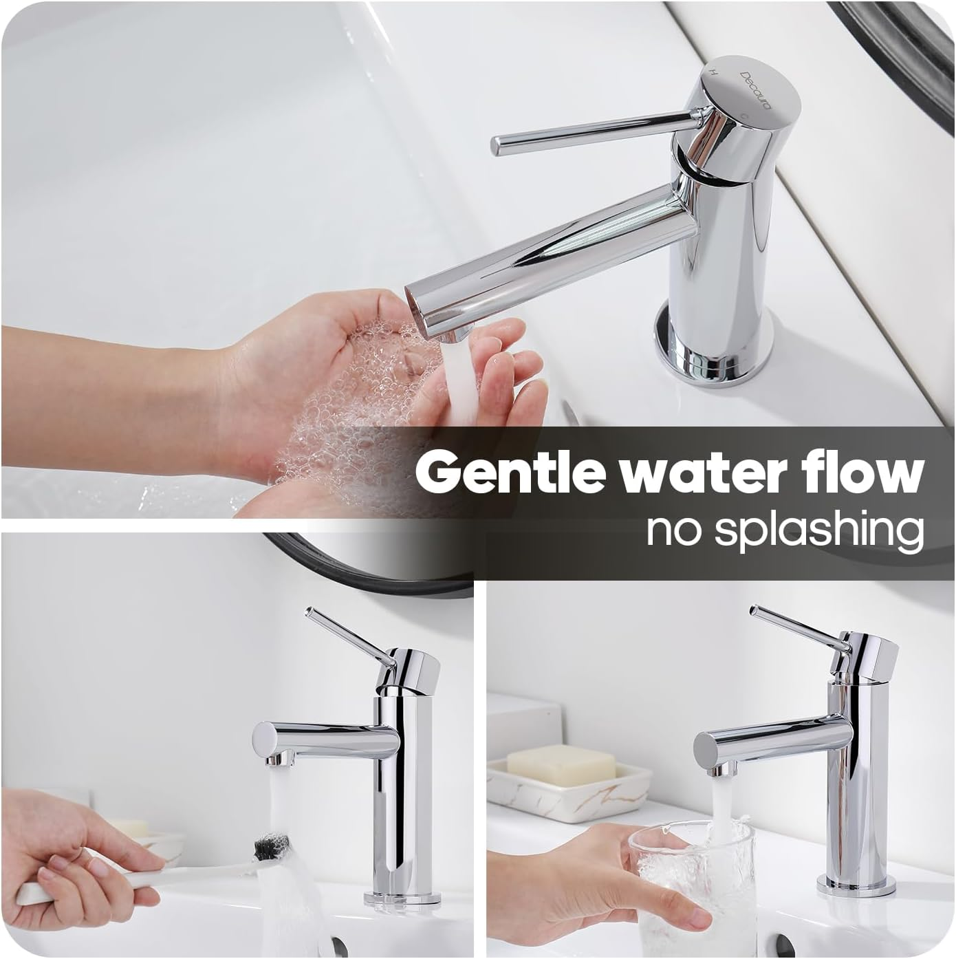 Decaura Basin Mixer Tap for Small Sink, Lead-Free Bathroom Sink Taps, WELS Water-Saving Sink Faucet (Chrome, Spout Height-89Mm) image number 1
