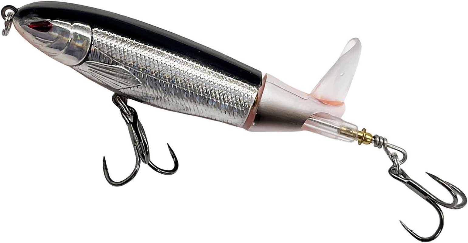 Castaic Topwater Fishing Lures Set Popper Lures for Bass Catfish Pike Perch Bass Lures with Floating Rotating Tail Artificial Hard Bait Multiple Colors - Dark Green image number 2